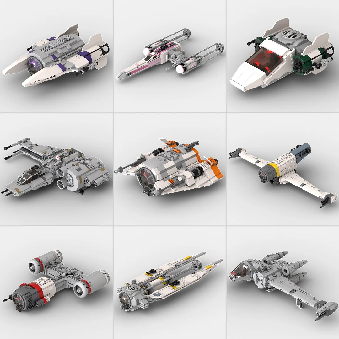 LEGO Star Wars Uglies MOC featured image: TIA-Wing, XY-Wing Brute, TIE A-ttack Shuttle, The Verity, SnowTIE, TIE/BB-Spray, TIESTY-70, YUTie, and BUT-Yt. Kitbashed starfighter MOCs by ScruffyBrickHerder rendered in BrickLink Studio.