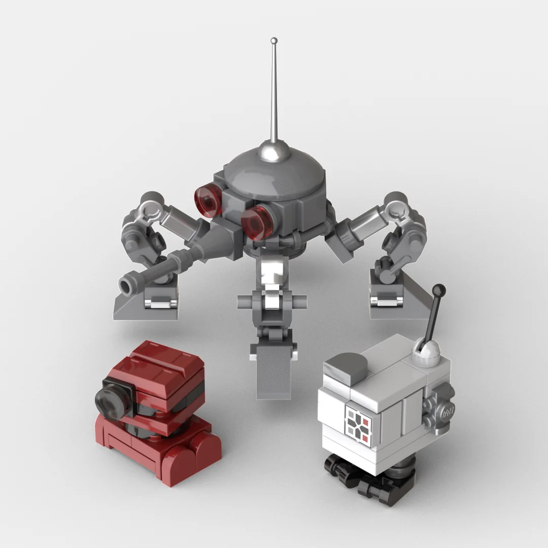 A selection of Star Wars droid models